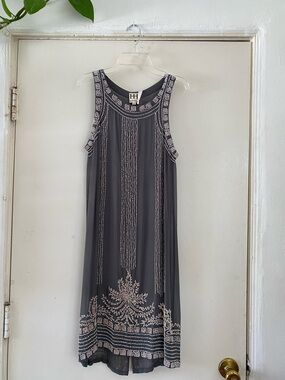 Haute Hippie Charcoal Grey Embellished Midi Dress